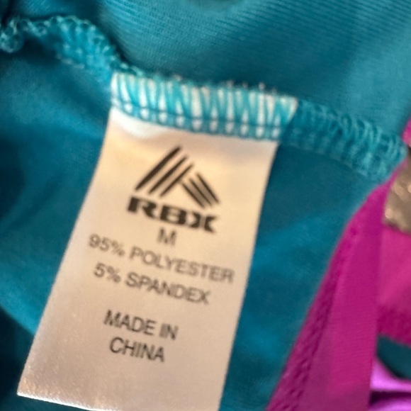 🟡RBX Kids Teal and Pink Racerback Sports Bra Size Medium - Picture 3 of 3